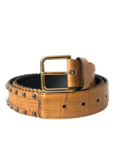 Dolce & Gabbana Beige Alligator Leather Studded Metal Buckle Belt -   -  Dolce & Gabbana.